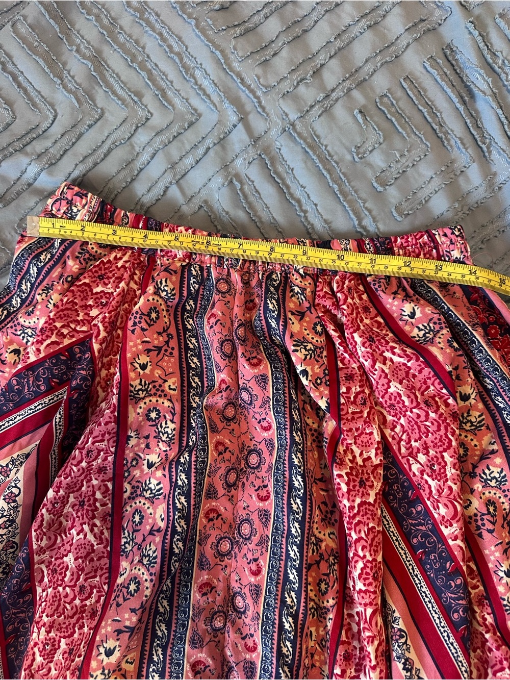 Rebellion Pink and Navy Striped Patterned Maxi Skirt - Picture 4 of 5